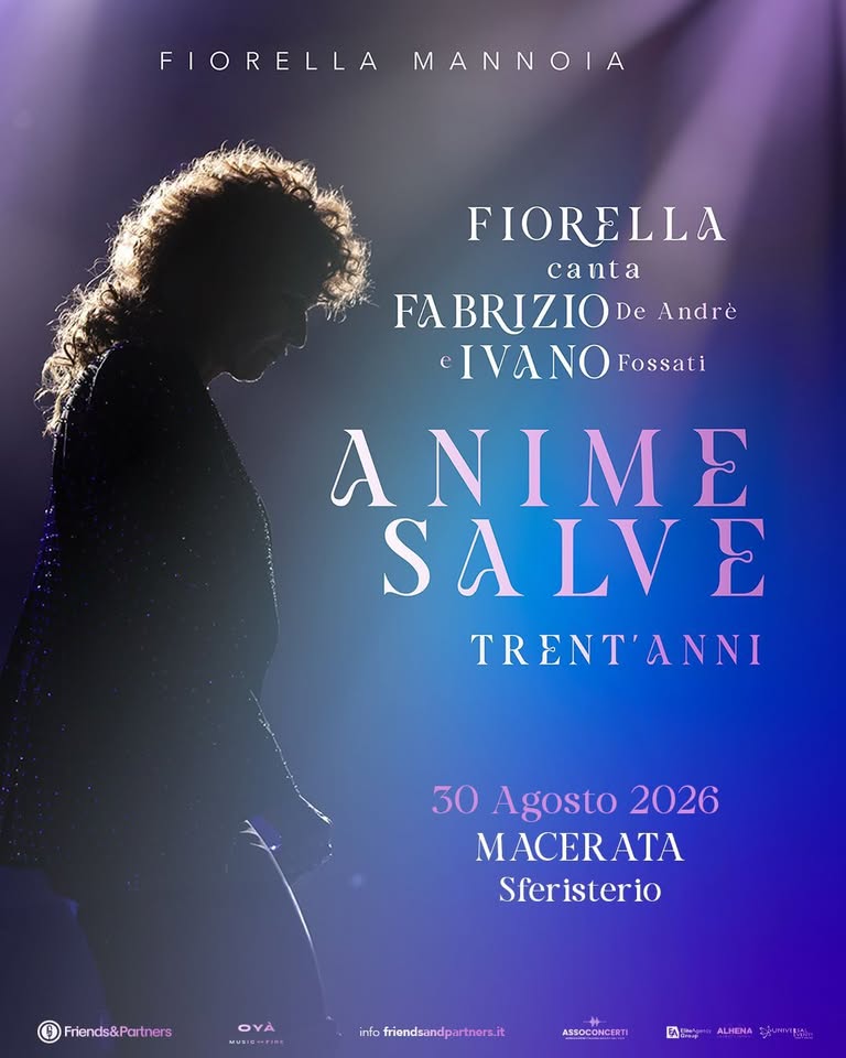 Evento Fiorella Mannoia – 30 Agosto 2026 – Arena Sferisterio Macerata Locandina Fiorella Mannoia – 30 Agosto 2026 – Arena Sferisterio Macerata - domenica 30 agosto ore 21:00 - 23:00