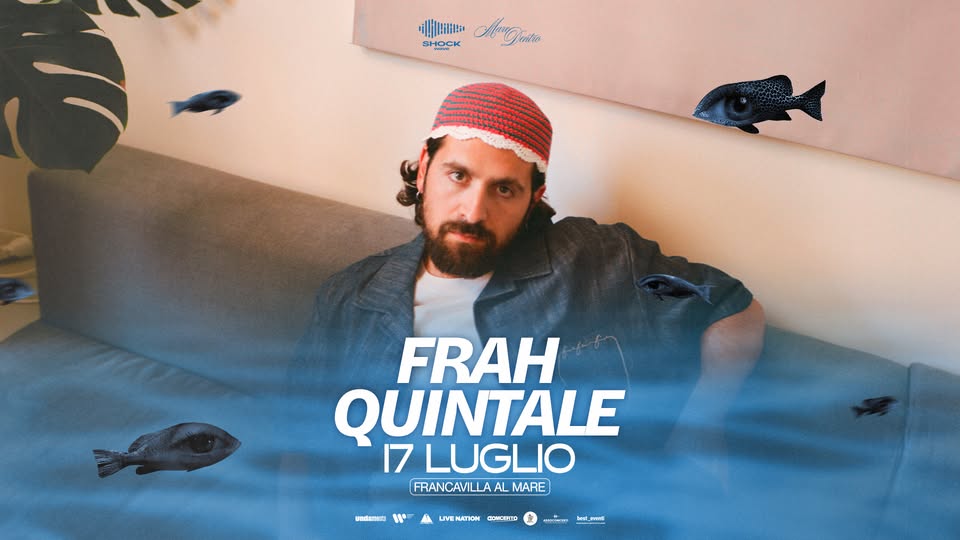 Frah Quintale – 17.07.2026 – Shock Wave Festival – Francavilla al Mare Potrebbe essere un'immagine raffigurante una o più persone, barba e testo