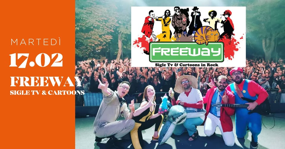 ✨FREEWAY | SIGLE TV & CARTOONS Dakota Pub @Vigonza (PD)✨ Potrebbe essere un'immagine raffigurante il seguente testo "MARTEDÌ 17.02 FREEWAY SIGLETV&CARTOONS SIGLE TV & CARTOONS FREEWAY Sigle SigleTv&CartoonsinRock Τω ធ Cartoons in Rock PLAN m"