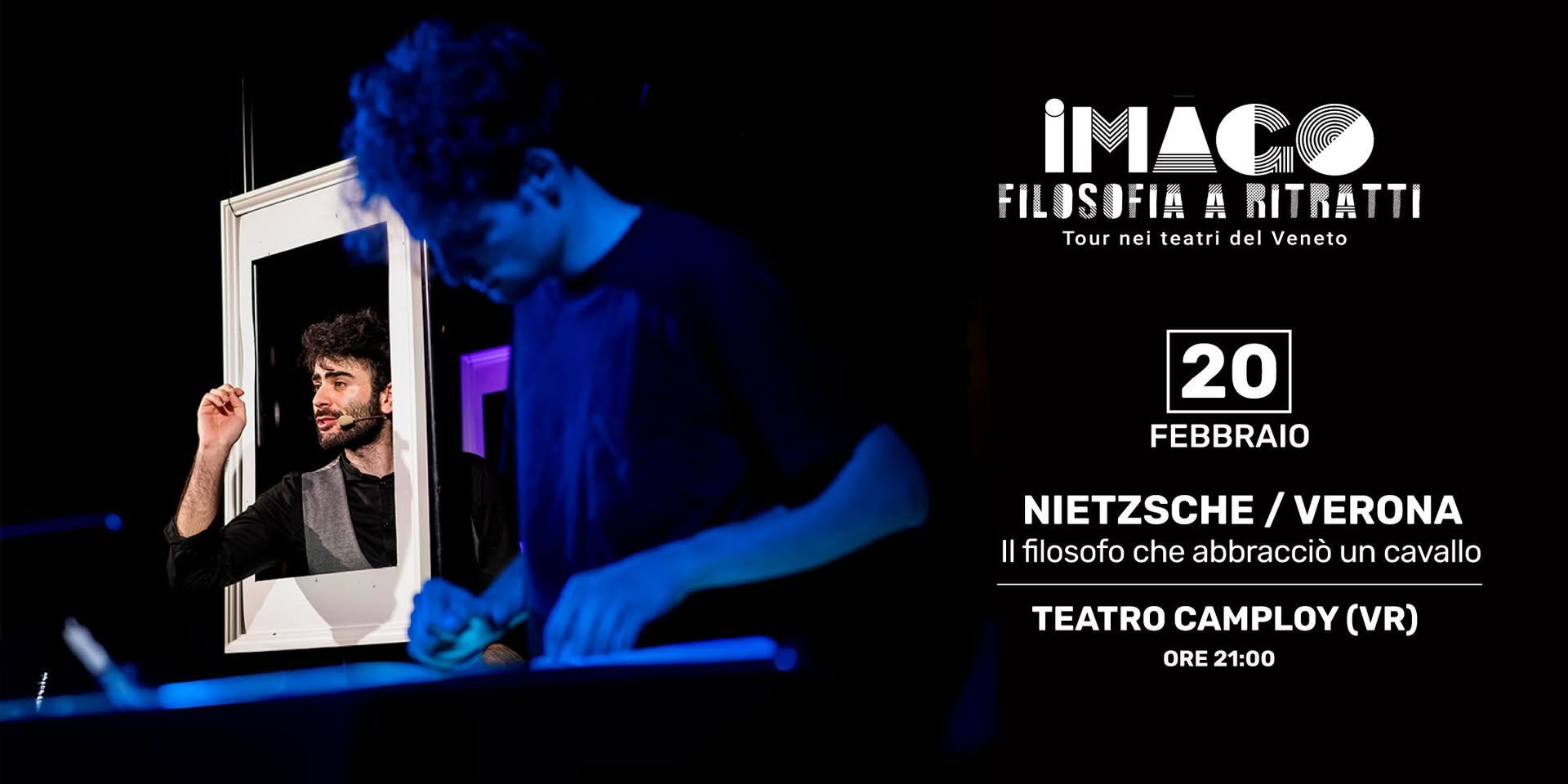 Evento Imago filosofia a ritratti Nietzsche il filosofo che abbracciò un cavallo Locandina Imago filosofia a ritratti Nietzsche il filosofo che abbracciò un cavallo - venerdì 20 febbraio ore 21:00 - 23:00