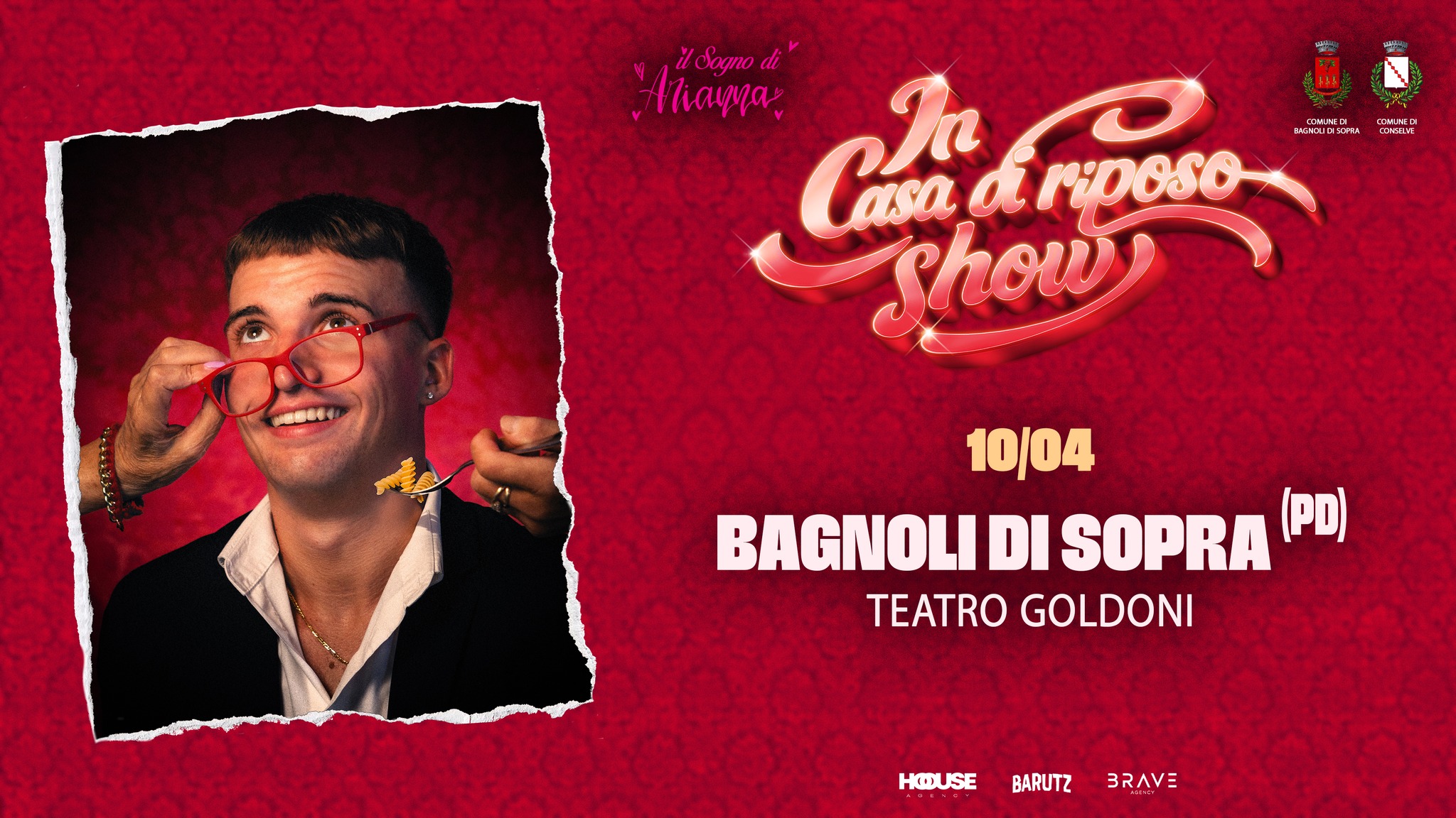 IN CASA DI RIPOSO SHOW by Barutz Fra | Bagnoli di Sopra (PD) – Teatro Goldoni Potrebbe essere un'immagine raffigurante testo