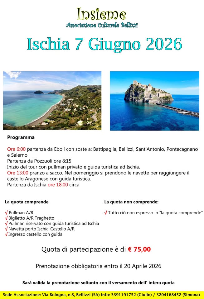Evento Ischia 7 Giugno 2026 Locandina Ischia 7 Giugno 2026 - domenica 7 giugno ore 06:00 - 23:00