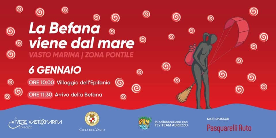 Evento La Befana viene dal mare 2026 Locandina La Befana viene dal mare 2026 - martedì 6 gennaio ore 10:00 - 12:00