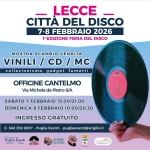 📀 LECCE 📀 (LE) 🎛 LA CITTA DEL DISCO 📀 SABATO 7 DOMENICA 8 FEBBRAIO 2026 🎶✍️ OFFICINE CANTELMO👇 Lecce (Le) La Città Del Disco Sabato 7 Domenica 8 Febbraio 2026 Officine Cantelmo a Lecce (LE) il 7 febbraio - 8 febbraio 2026