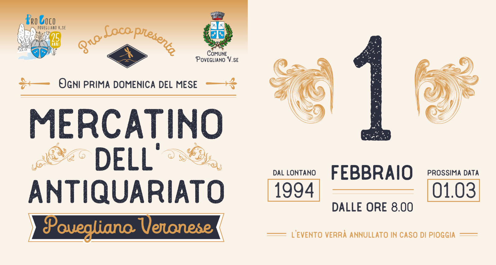 Evento Mercatino Antiquariato 1 Febbraio Locandina Mercatino Antiquariato 1 Febbraio - domenica 1 febbraio ore 08:00 - 10:00