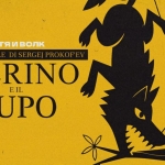PICCOLI E GRANDI INSIEME – PIERINO E IL LUPO Potrebbe essere un contenuto di pop art raffigurante il seguente testo "nETRИBOЛK FIABA MUSIC FIABAMUSIC ALE DISERGE EJPROKOF'E Έ DISERGEJPROKO PIERINO EIL LUPO"