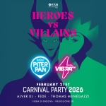 Piterpan + Vibra Carnival Party 2026 @ ESN PADOVA | Fiera di Padova – Padiglione 5B Potrebbe essere un disegno raffigurante il seguente testo "*ESN CAЛMHA HEROES VS VILLAINS RADIO PITER PAN VIBRA™ FEBRUARY 21ST CARNIVAL CARNIVALPARTY2026 PARTY2026 PARTY 2026 ALVER DJ FEDE M-BIT DJ FIERA FIERADIPADOVA-PADIGLIONES8 DI PADOVA PADIGLIONE 5B"