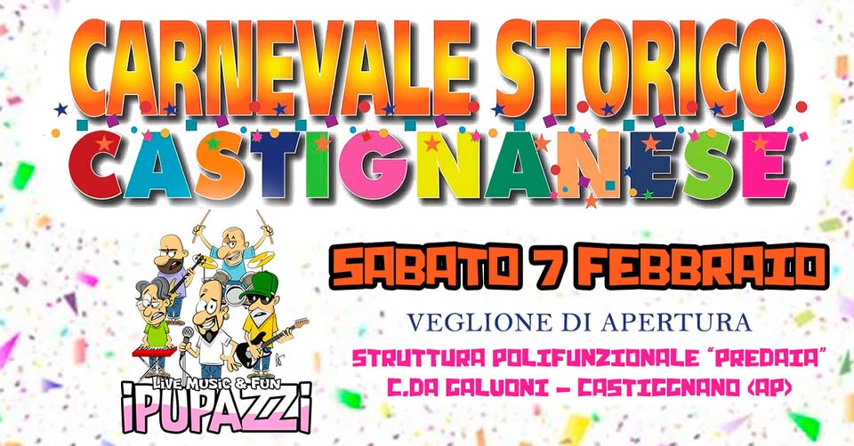 Evento Pre – Carnevale Castignanese Locandina Pre – Carnevale Castignanese - sabato 7 febbraio ore 22:30 - 00:30