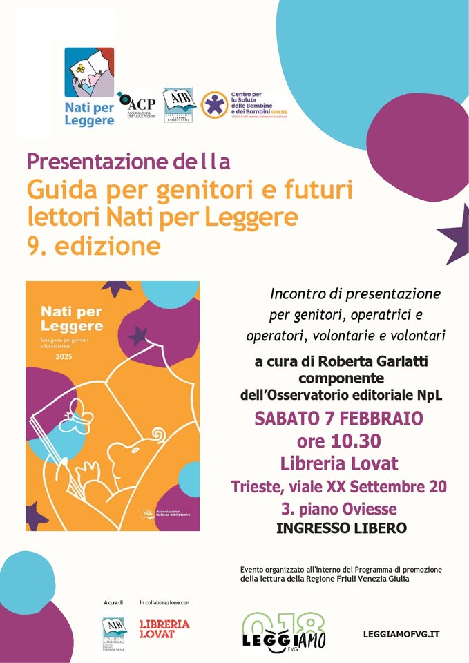 Evento Presentazione della nuova Guida Nati per Leggere Locandina Presentazione della nuova Guida Nati per Leggere - sabato 7 febbraio ore 10:30 - 11:30