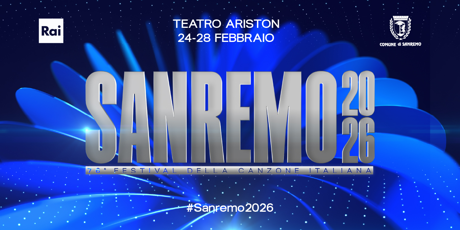Sanremo 2026-76° Festival della Canzone Italiana Potrebbe essere un'immagine raffigurante il seguente testo "Rai SANREMO 76 76'FESTIVAL FESTIVAL و DELLA CANZONE TALIANA"