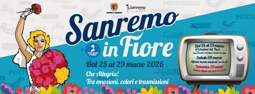 SANREMO IN FIORE 2026 – Corso Fiorito Potrebbe essere un'immagine raffigurante fiore e testo