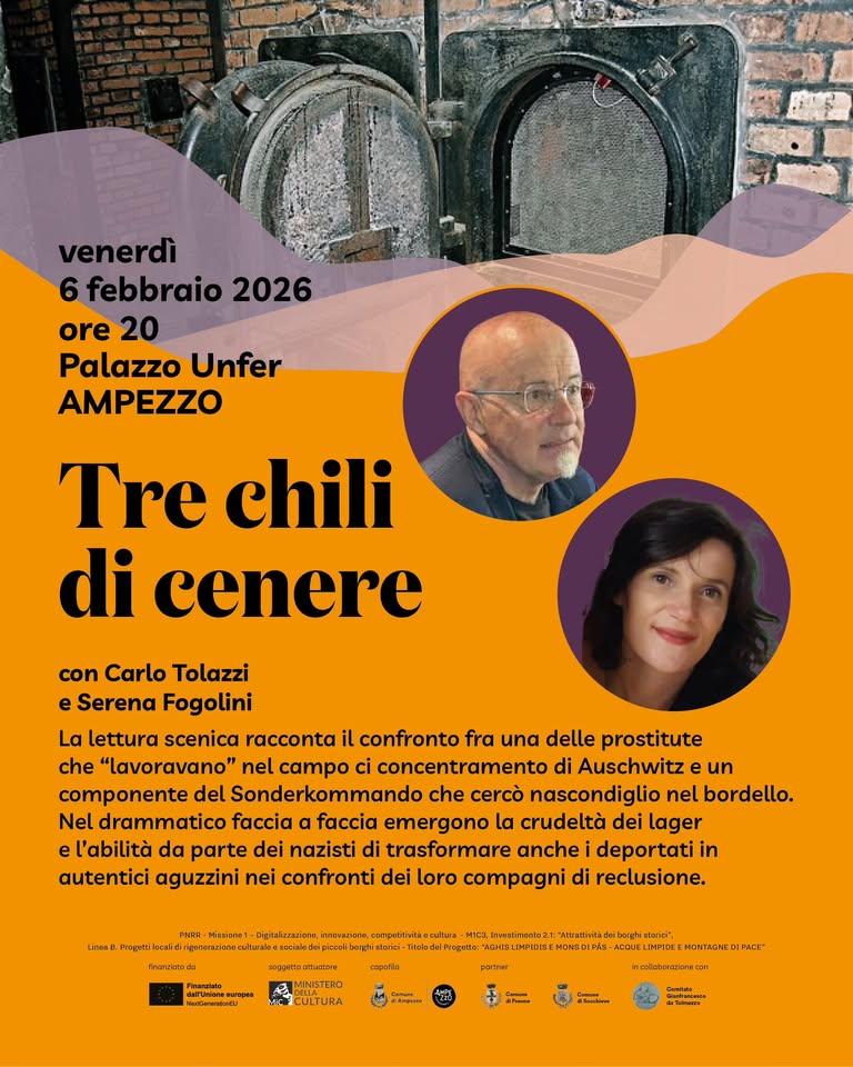 Evento Tre chili di cenere Locandina Tre chili di cenere - venerdì 6 febbraio ore 20:00 - 22:00
