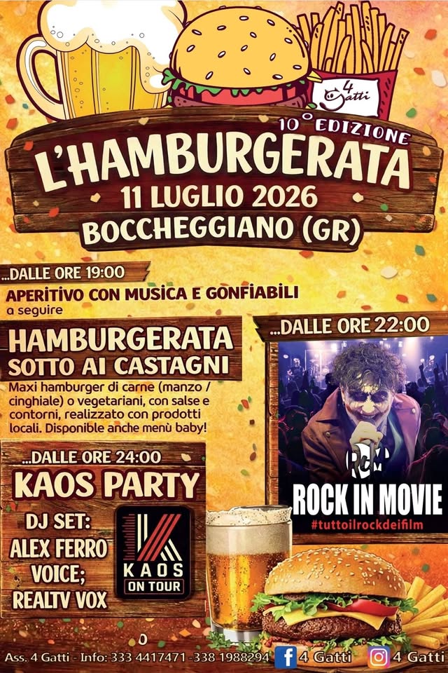 Evento X° Hamburgerata Locandina X° Hamburgerata - sabato 11 luglio ore 18:00 - 20:00
