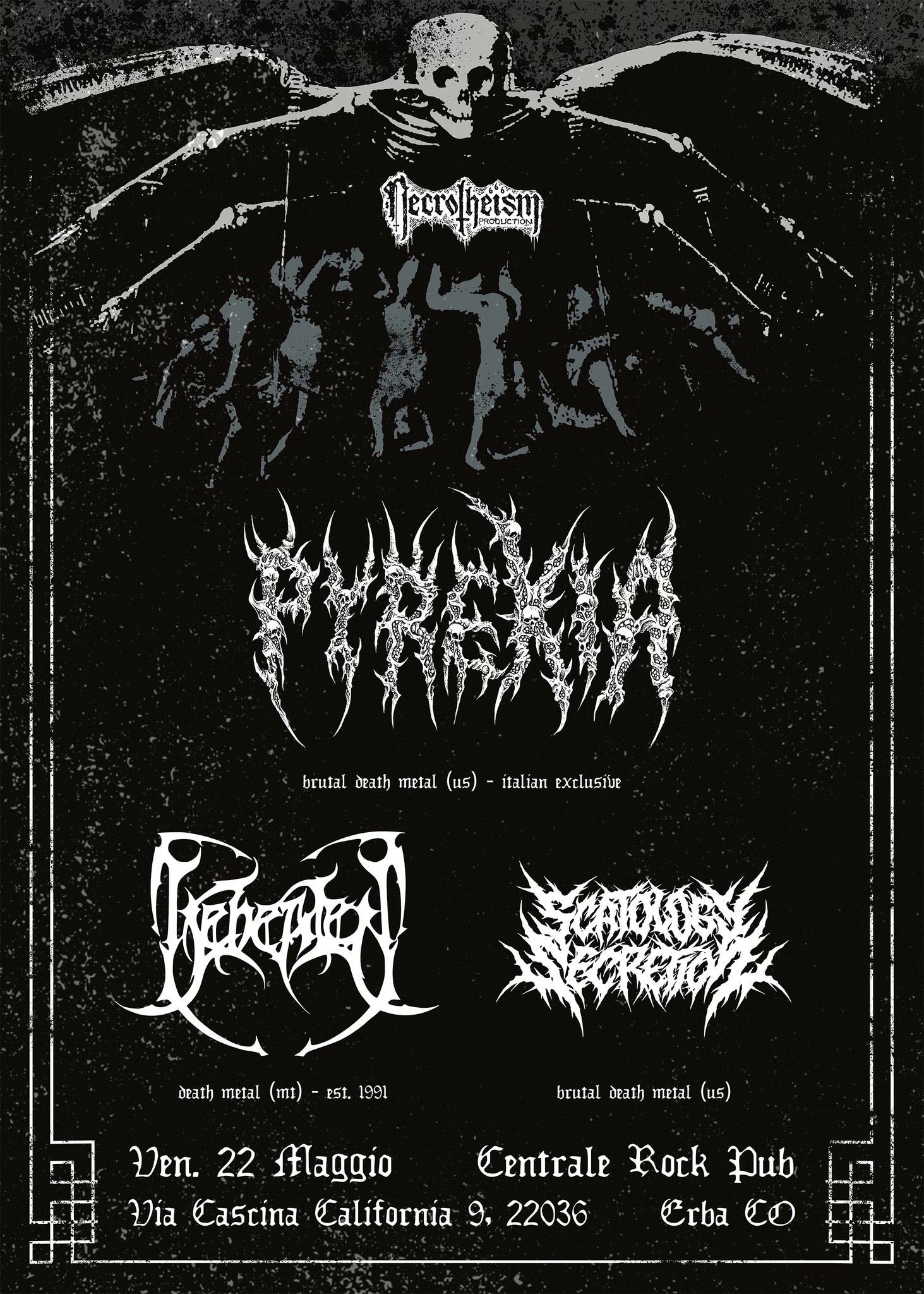 22.05: Pyrexia + Beheaded + Scatology Secretion Potrebbe essere un'immagine raffigurante testo