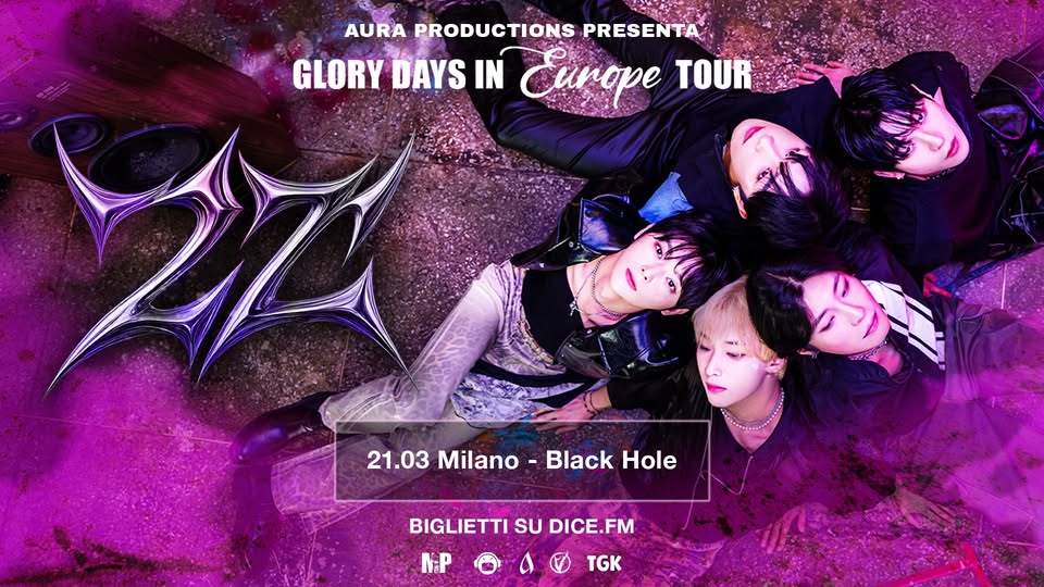 2Z live a Milano! Potrebbe essere un'immagine raffigurante il seguente testo "AURA PRODUCTIONS PRESENTA GLORY DAYS IN Curope TOUR 9 cp 21.03 Milano- 21.03Milano-BlackHole - -Black Hole BIGLIETTI su DICE.FM NP TGK"