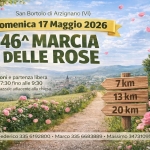 46° Marcia delle rose San Bortolo di Arzignano (VI) Potrebbe essere un'immagine raffigurante il seguente testo "San Bortolo di Arzignano (VI) Domenica 17 Maggio 2026 46^ MARCIA DELLE ROSE Iscrízioni e partenza libera dalle 7:30 fino alle 9:30 presso il piazzale adiacente alla chiesa 7km 7 11 11km km 15 km Per Perinfo:Federico info: Federico 335 6192800 Marco 335 6683889 Massimo 3473109544"