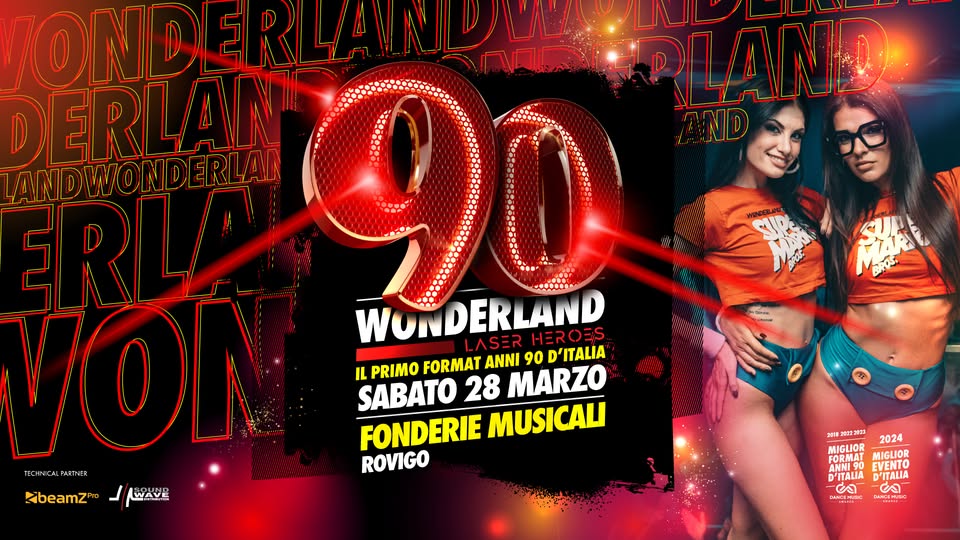 90 WONDERLAND Rosolina @ Fonderie Musicali (Ro) 🔴 Laser Heroes Tour Potrebbe essere un contenuto grafico raffigurante danza e il seguente testo "ONDERLANL ERLANUVA NAC لارا PLAND DERLAN LAN LANDWONDERLA ERLA 90 VON WONDE WONDERLAND DERLAND LASER LASERHEROES HEROES IL PRIMO FORMAT ANNI 90 D'ITALIA SABATO 28 MARZO FONDERIE MUSICALI FARTNER ROVIGO EibeamZPro مساستم 378 2002萬口8 2024 MIGLAH MIGLIOR FORMAT IGLIOR ANNI90 FORM90 EVENTO DITALIA D'ITALIA -당신 一に 2 DANCIMUK ကစ"