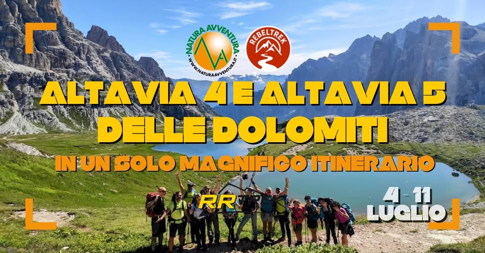 ALTAVIA 4 E ALTAVIA 5 DELLE DOLOMITI – IN UN SOLO MAGNIFICO ITINERARIO Potrebbe essere un'immagine raffigurante testo