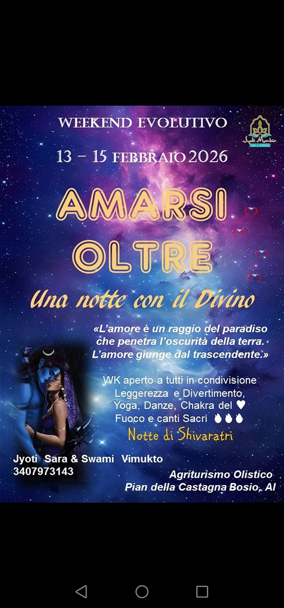 Evento AMARSI OLTRE Una notte con il Divino Locandina AMARSI OLTRE Una notte con il Divino - da venerdì 13 febbraio - domenica 15 febbraio 2026 ore 18:00 ore 16:00