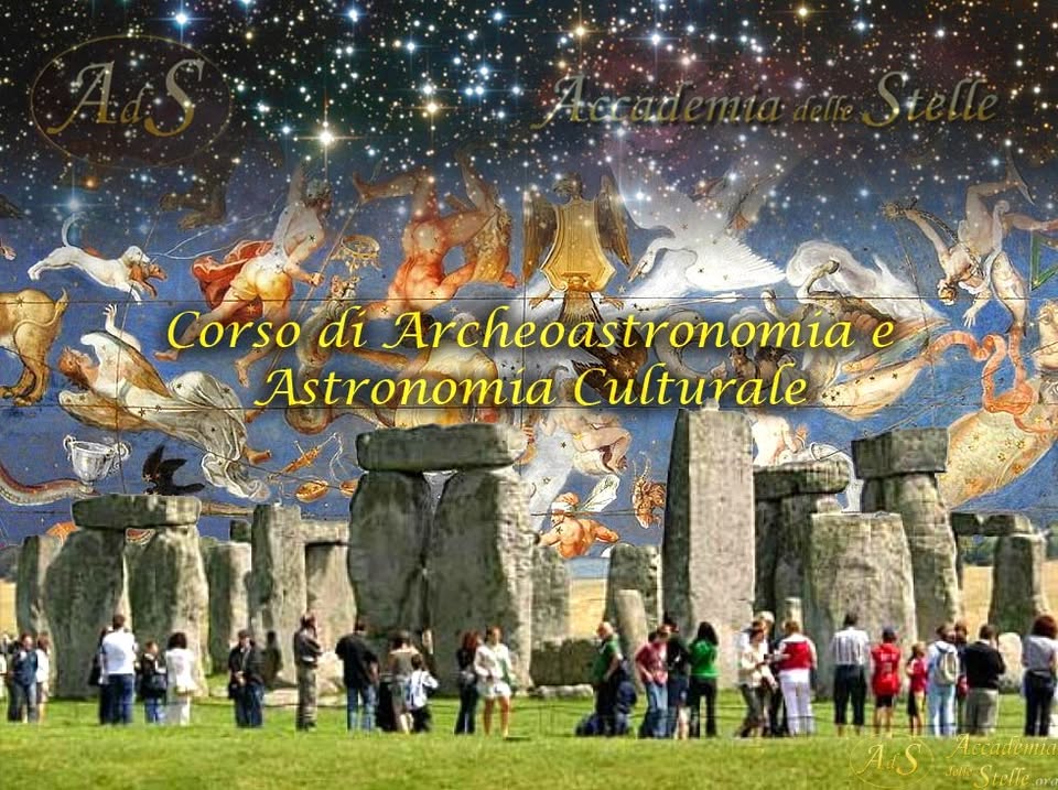 Archeoastronomia e Storia dell’Astronomia – Corso online e in presenza Potrebbe essere un'immagine raffigurante arpa, Stonehenge e il seguente testo "Corso di Archeoastronoma e Astronomia Culturale"