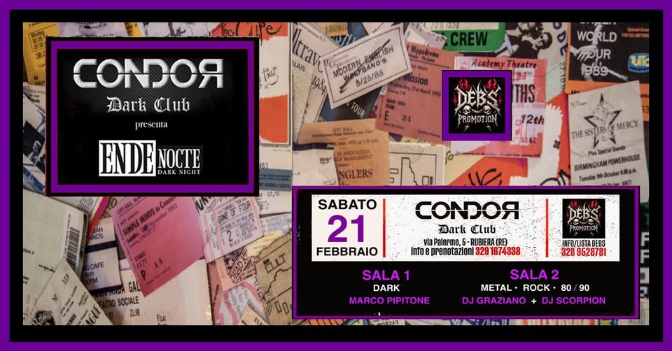 Evento Condor Dark Club – 21/02/26 – Locandina Condor Dark Club – 21/02/26 – - sabato 21 febbraio ore 22:00 - 03:30
