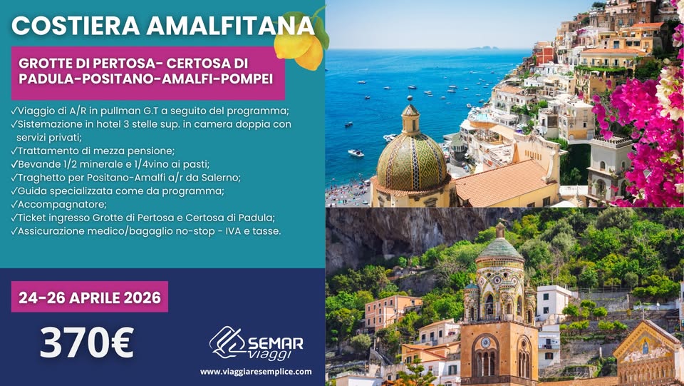 Evento Costiera Amalfitana Locandina Costiera Amalfitana - venerdì 24 aprile ore 08:00 - 10:00