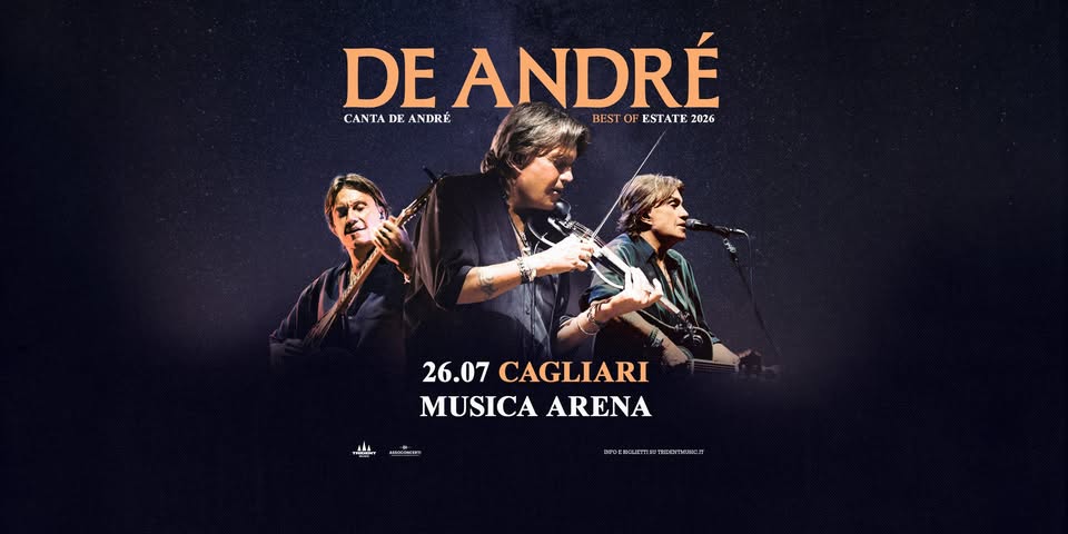 Evento Cristiano De André – Cagliari – Musica Arena, 26/07/2026 Locandina Cristiano De André – Cagliari – Musica Arena, 26/07/2026 - domenica 26 luglio ore 21:30 - 23:30