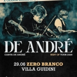 Cristiano De André – De André canta De André Best of Tour 2026 Cristiano De André – De André canta De André Best of Tour 2026 a Pietrasanta (LU) il 13 agosto 2026