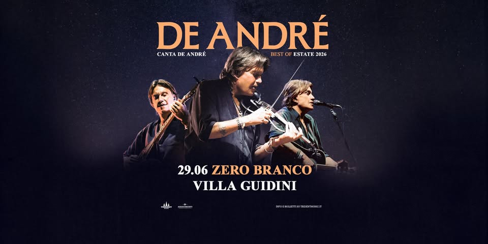 Evento Cristiano De André – Zero Branco (TV) – Villa Guidini, 29/06/2026 Locandina Cristiano De André – Zero Branco (TV) – Villa Guidini, 29/06/2026 - lunedì 29 giugno ore 21:30 - 23:30