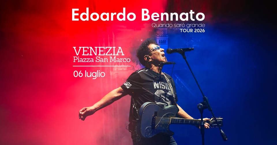 Evento Edoardo Bennato – VENEZIA piazza San Marco Locandina Edoardo Bennato – VENEZIA piazza San Marco - lunedì 6 luglio ore 21:00 - 23:00