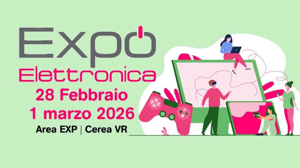 Expo Elettronica Cerea Potrebbe essere un'immagine raffigurante il seguente testo "ΕχρΟ Elettronica 28 Febbraio 1 marzo 2026 Area AreaEXP|CereaVR EXP Cerea VR"