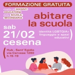 Formazione: Identità LGBTQIA+ linguaggio e spazi educativi Potrebbe essere un disegno raffigurante una o più persone e il seguente testo "FORMAZIONE GRATUITA rivolta a DOCENTI EDUCATORA della SCUOLA SECONDARIA CeHHece6mи women abitare sab la scuola 21/02 identità LGBTQIA+ linguaggio e spazi educativi cesena Hub-Sant'Egidio Egidio Hub- Sant' via Cervese viaCervese1260 1260 h.15-19 unseccono Funded by the European Union LA FORMATRICE Beatrice Spallaccia wwwto.e.zwwwwte PER ISCRIZIONI invia una mail a: formazione.formateagrmal.com formazione."