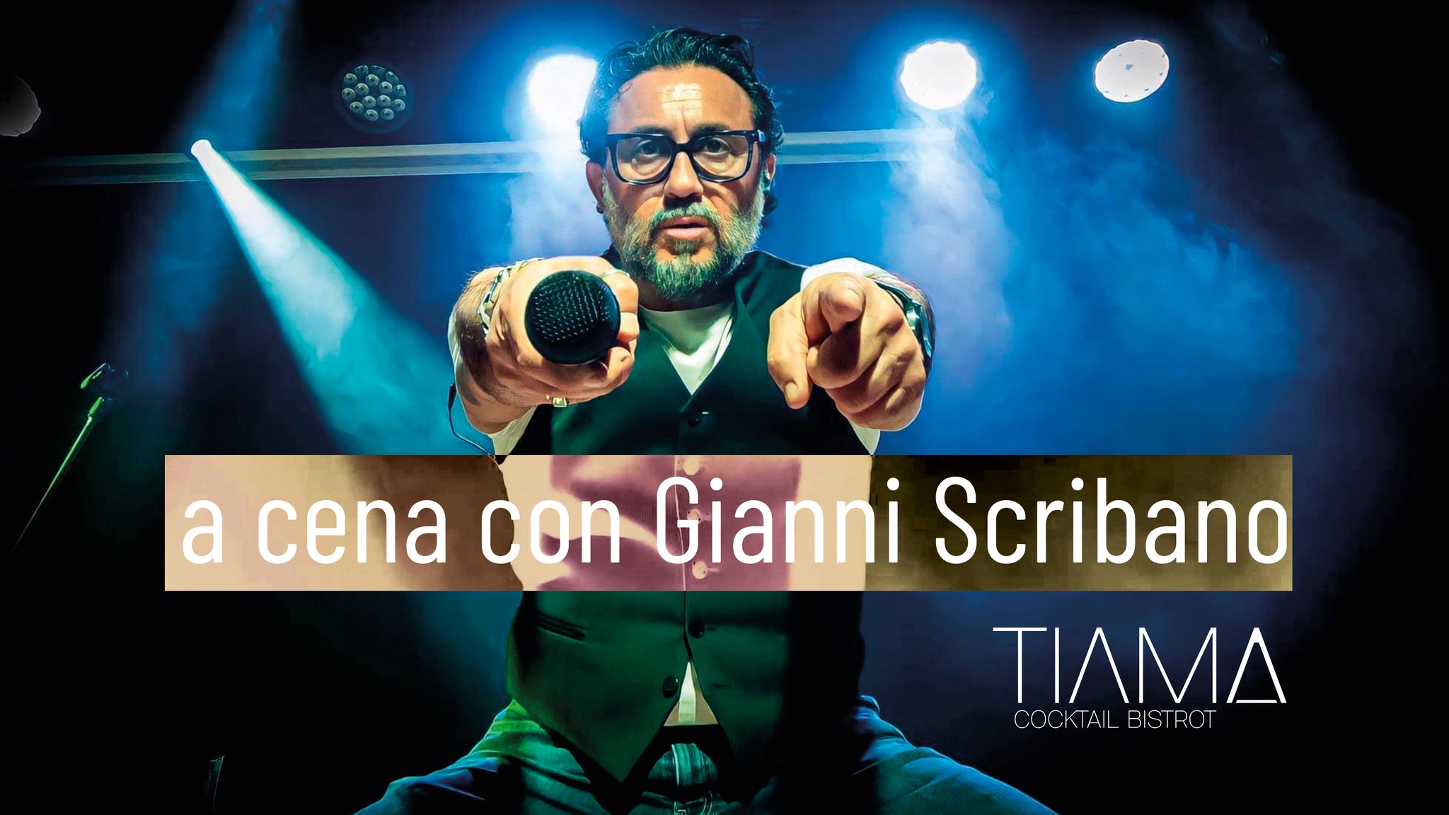 Gianni Scribano al TiAma Potrebbe essere un'immagine raffigurante il seguente testo "a cena con Gianni Scribano ΤΙΛΜΔ COCKTAIL COCKTAILBISTROT ΝCΚTΔΙ BIS ROT"