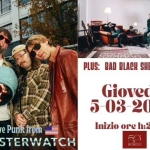 Monsterwatch (Groove Punk from USA) plus Bad Black Sheep Potrebbe essere un contenuto grafico raffigurante il seguente testo "PLUS: BAD BLACH SHEEP Giovedì 5 03 2026 Groove Punk from MONSTERWATCH Inizio ore To h:21.00"