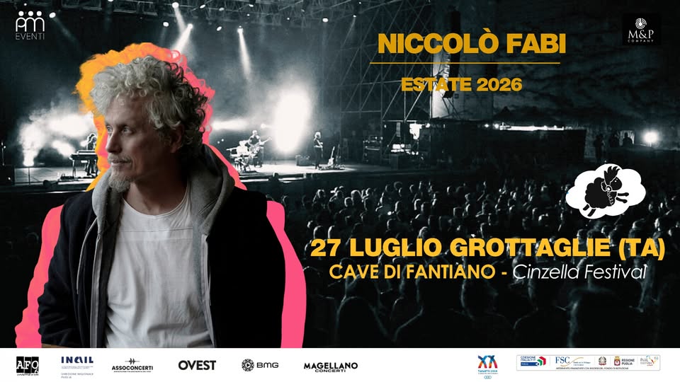 Evento NICCOLÒ’ FABI – Cinzella Festival 2026 Locandina NICCOLÒ’ FABI – Cinzella Festival 2026 - lunedì 27 luglio ore 21:00 - 23:00