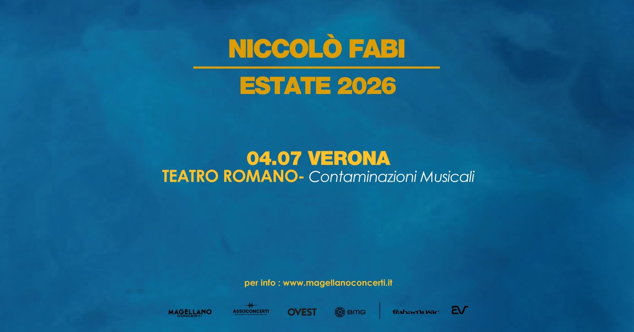 Evento NICCOLÒ FABI Teatro Romano, Verona Locandina NICCOLÒ FABI Teatro Romano, Verona - sabato 4 luglio ore 21:00 - 23:00