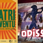 Per i teatri delle gioventù Antonio Panzuto presenta Omero ODISSEA Potrebbe essere un'immagine raffigurante il seguente testo "Antonio Panzuto 'TEATRI IE εΝ ENERGIA ERISTORO PER _ TUTTELEETÀ... CITTÀ! cepAcona GST918120 ComonePantercre Comane Pertenore POENAGEA OSONO PRIUUA VENEZIA ODISSEA giovedi aprile ore 21 venerdì 3 aprile ore 17 Ex Convento San Francesco Pordenone ingresso gratuito"