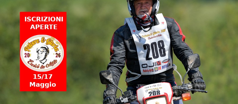 Polvere&Gloria 2026 – sulle strade dell’Eroica in Moto Potrebbe essere un'immagine raffigurante motocicletta e testo