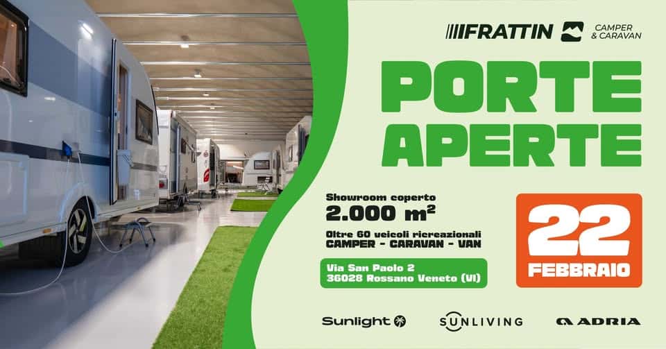 Evento PORTE APERTE – Frattin Camper & Caravan Locandina PORTE APERTE – Frattin Camper & Caravan - domenica 22 febbraio ore 10:00 - 18:00