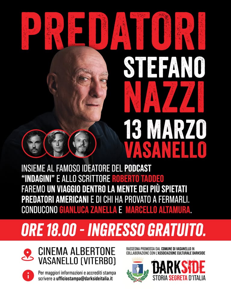 Evento Predatori (con Stefano Nazzi) Locandina Predatori (con Stefano Nazzi) - venerdì 13 marzo ore 18:00 - 20:00