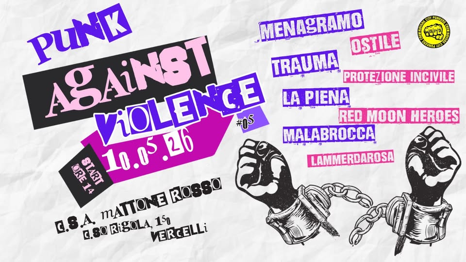 PUNK AGAINST VIOLENCE #5 Potrebbe essere un'immagine raffigurante folla e testo