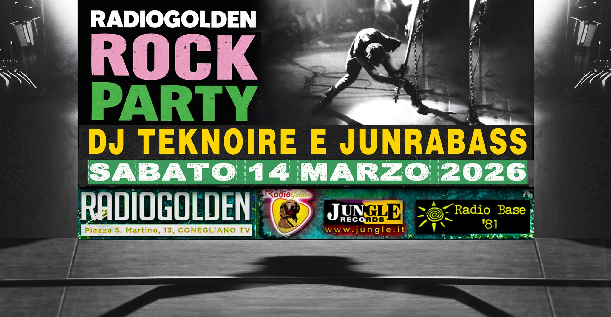 Evento Radiogolden Rock Party – DJ Teknoire e Junrabass Locandina Radiogolden Rock Party – DJ Teknoire e Junrabass - sabato 14 marzo ore 21:00 - 23:00