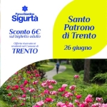 SANTO PATRONO DI TRENTO Potrebbe essere un'immagine raffigurante fiore, tempio e testo
