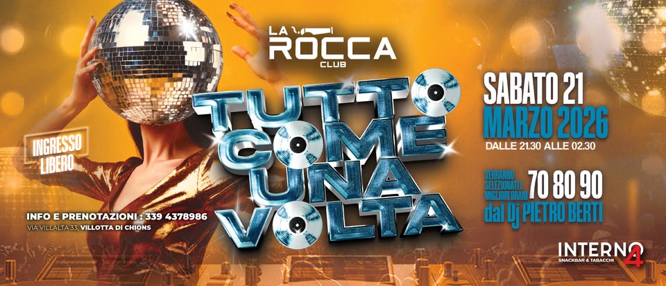Evento Tutto Come Una Volta ! – Sabato 21 Marzo 2026 Locandina Tutto Come Una Volta ! – Sabato 21 Marzo 2026 - sabato 21 marzo ore 21:30 - 23:30