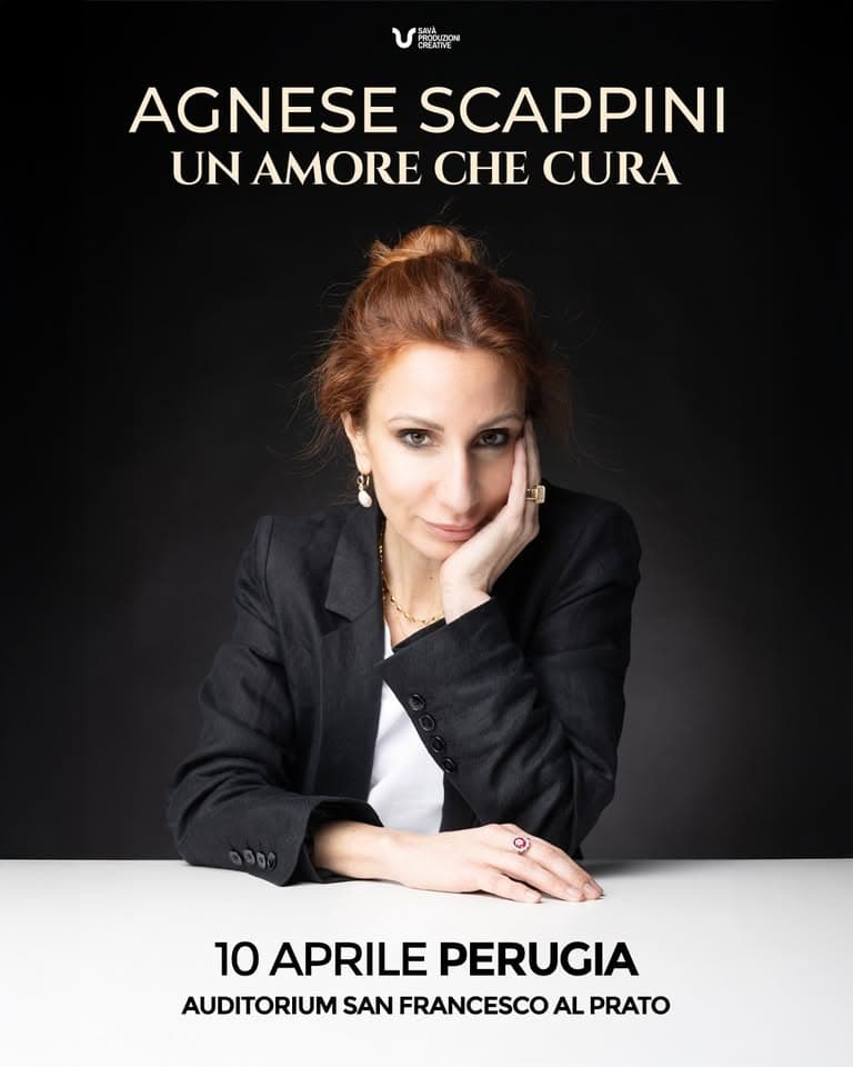Un amore che cura Potrebbe essere un'immagine raffigurante il seguente testo "84 CIEATTVE AGNESE SCAPPINI UN AMORE CHE CURA 1 10APRILEPERUGIA 10 APRILE PERUGIA AUDITORIUM SAN FRANCESCO AL PRATO"