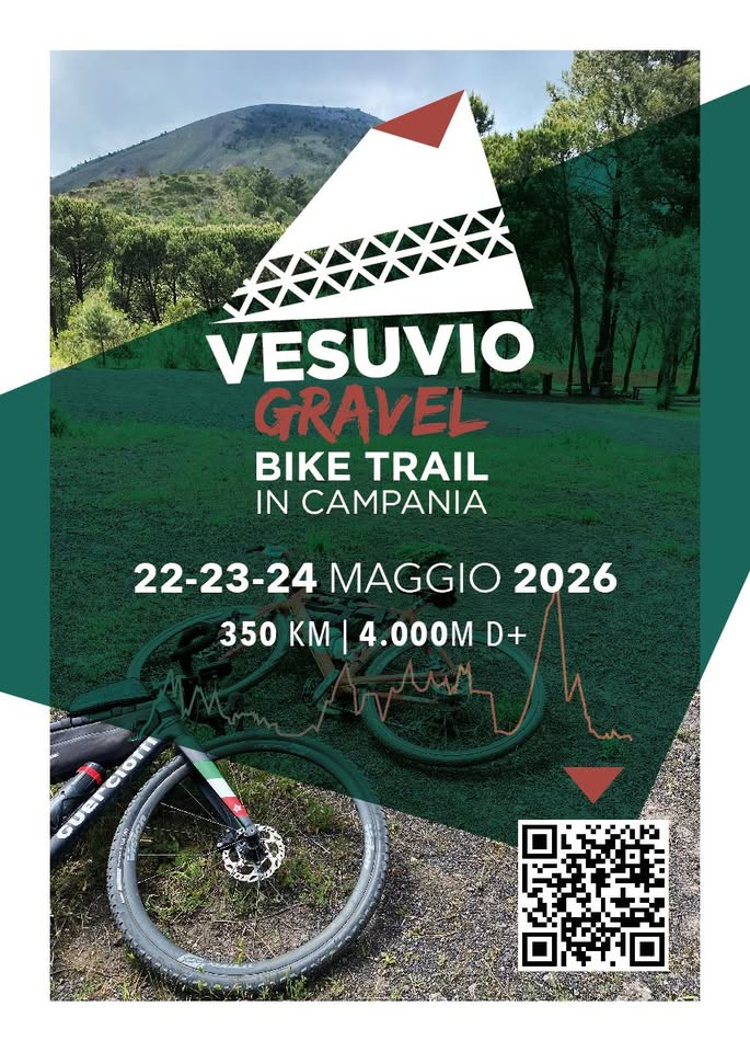 Evento Vesuvio Gravel 22 – 23 – 24 maggio 2026 Locandina Vesuvio Gravel 22 – 23 – 24 maggio 2026 - da venerdì 22 maggio - domenica 24 maggio 2026 ore 07:00 ore 20:00