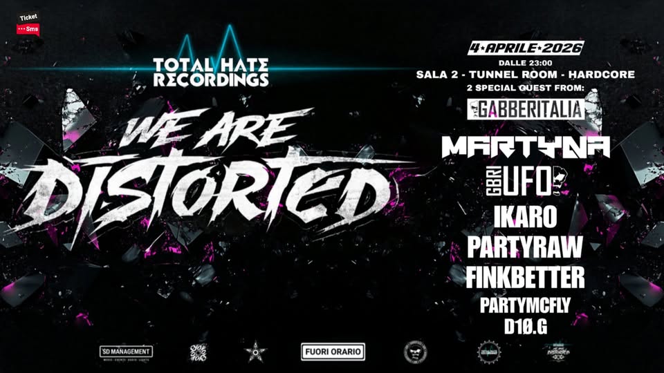 🔺️WE ARE DISTORTED🔺️ Potrebbe essere un'immagine raffigurante il seguente testo "TOTALY HATE RECORDINGS DISTORTED ARE WE ဝု TOTAL TOTALHATERECORDINGS- HATE RECORDINGS- Events 4 4+APRILE+2026 APRILE 2026 IL PARTY PIÙ DISTORTO DI REGGIO EMILIA pasqua perFetta Felts ηση 2స."