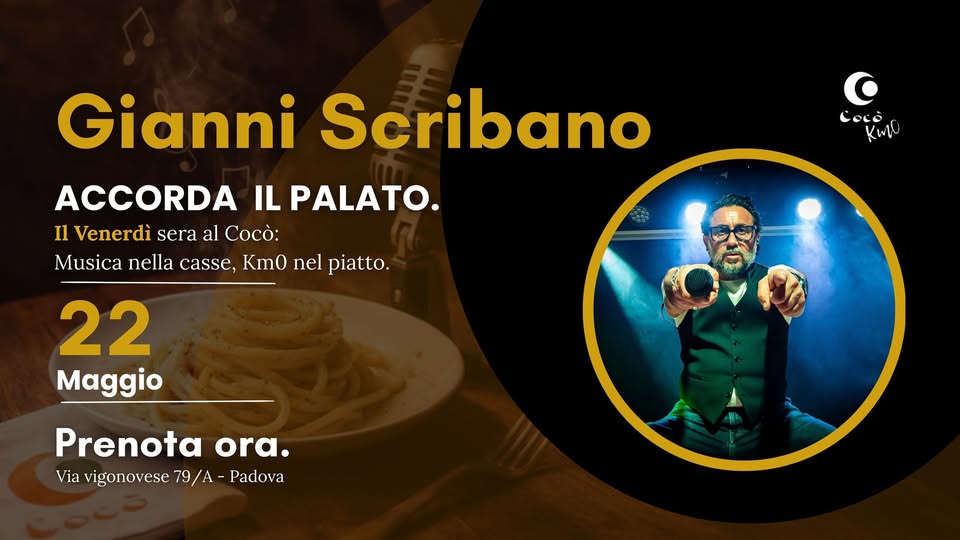 Evento Accorda Il Palato Gianni Scribano 22 Maggio Locandina Accorda Il Palato Gianni Scribano 22 Maggio - venerdì 22 maggio ore 19:00 - 21:00