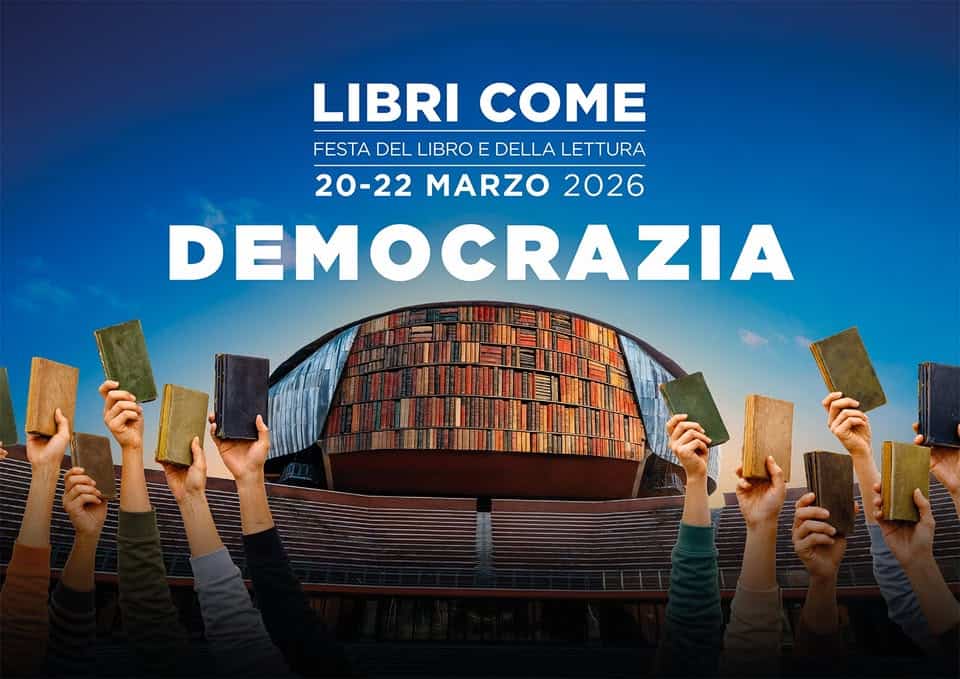 Autori Sellerio a Libri come. Festa del libro e della lettura Potrebbe essere un'immagine raffigurante il seguente testo "LIBRI COME FESTA DEL LIBRO E DELLA LETTURA 20-22 MARZO 2026 DEMOCRAZIA"