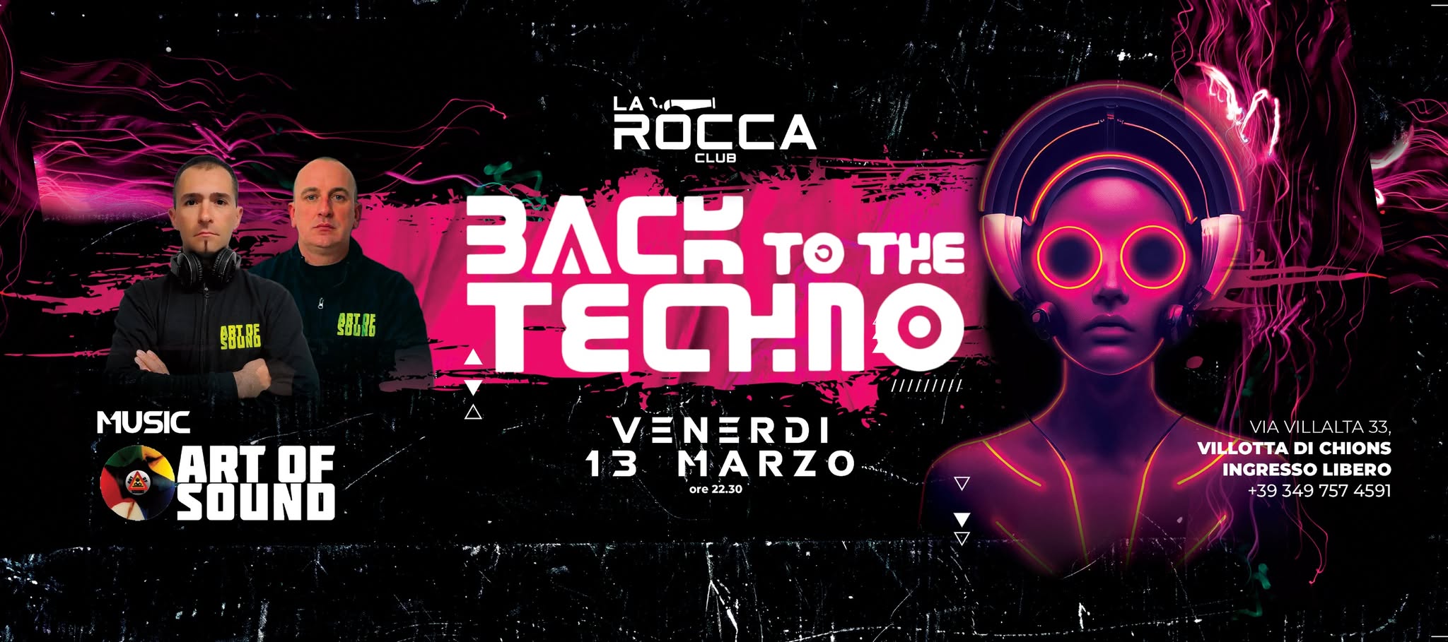 🎶⚡ BACK TO THE TECHNO ⚡🎶 – Venerdì 13 marzo Potrebbe essere un'immagine raffigurante schermo e poster